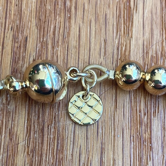 TALBOTS Set: Gold Tone, Beaded Choker & Matching Stretch Bracelet - Picture 3 of 6